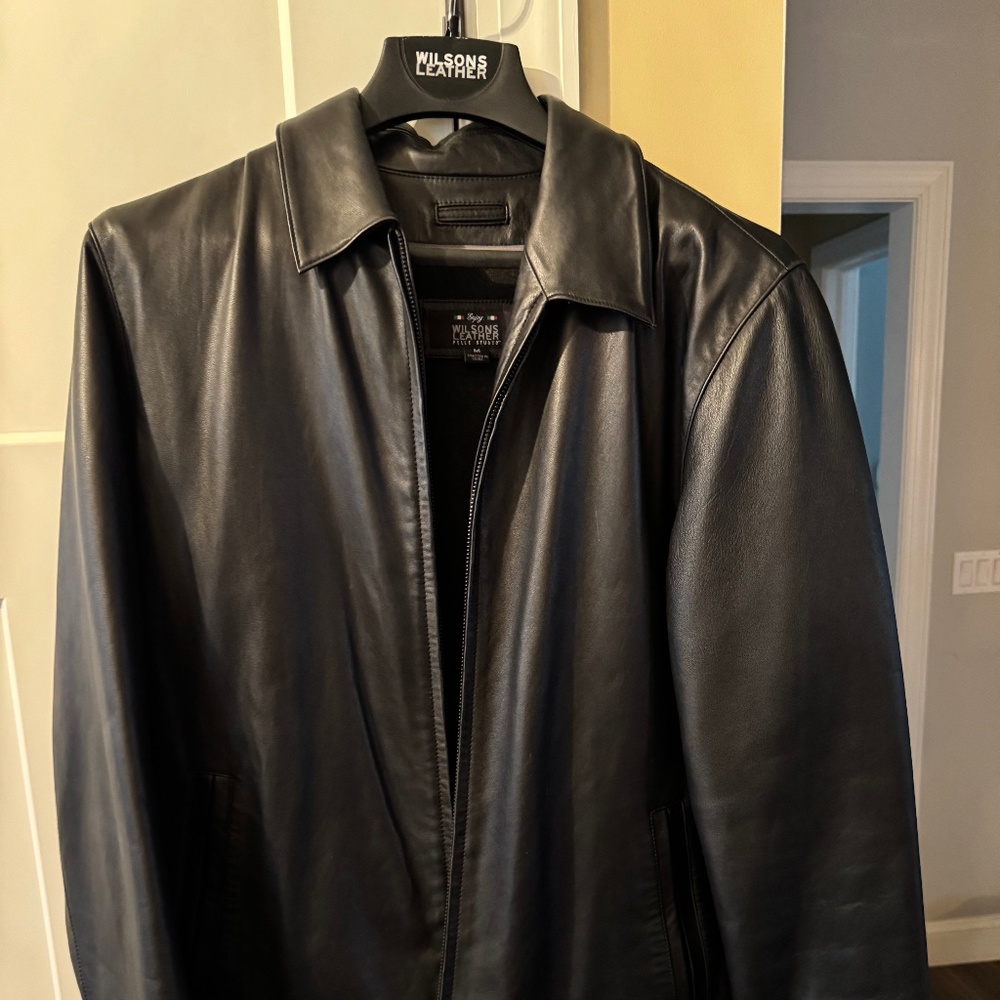 Wilsons Leather mens leather coat - black - medium